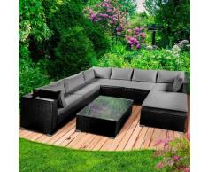 Gartenmöbel Lounge Sofa Couch Set Luxus Schwarz Poly-Rattan für 6 Personen - Brast