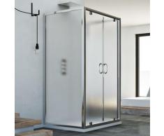 Sintesi Trio 2 Türen 3-seitige Duschkabine 80x130x80 CM H185 Strukturglas