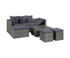 Asupermall - 4-Tlg. Garten-Lounge-Set Mit Auflagen Poly Rattan Grau