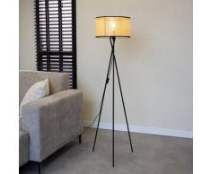 Airen Stehlampe Industrial Rund Rattan - Braun