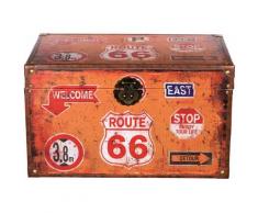 Birendy - Truhe Kiste KD1049 Route 66 usa Holztruhe mit Kunstleder Piratenkiste,Größe xxl 69cm