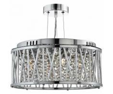 Elise runde 3-Licht-Deckenleuchte aus Chrom, Aluminium und Kristall