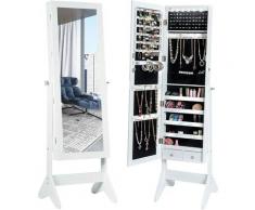 COSTWAY Schmuckschrank mit 14 LED Leuchten, Schmuckregal abschlie?bar, Schmuck Spiegelschrank