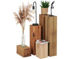 LAMO Manufaktur Blumensäule aus Eichenholz, Beistelltisch, Blumenständer, Holzhocker, Eiche Dunkel
