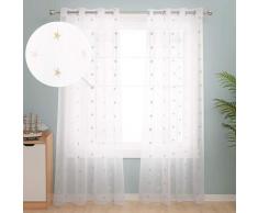 Vorhang mit Ösen Dekosachl Transparent Gardinen Kinderzimmer Stern, 2er Set, 140x280
