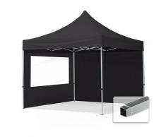 3x3 m Faltpavillon TOOLPORT, ECONOMY Alu 32mm, Seitenteile mit Panoramafenster, schwarz