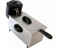 Fritteuse Deski 3 Liter Edelstahl schwarz 2000 Watt Friteuse - Silber