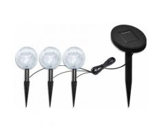 Solarkugel 3 led Gartenleuchten mit Erdspießen & Solarmodul Vidaxl Weiß