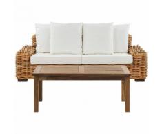 Gartensofa mit Teetisch Rattan goldbraun FORLI