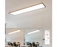 LED Deckenleuchte Fernbedienung Deckenlampe Holzleuchte Wohnzimmerlampe CCT, Nachtlicht, Alu