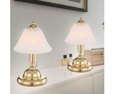 Tischlampe Tischleuchte Bürolampe Leseleuchte, led Touchschalter, Höhe 27 cm, Messing-Gold Glas