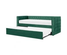 Beliani - Tagesbett ausziehbar Samtstoff grün Lattenrost 90 x 200 cm GASSIN