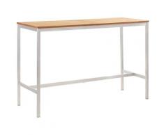 Hommoo Bartisch 160 x 60 x 105 cm Massivholz Teak und Edelstahl VD45573