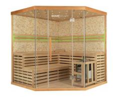 Home Deluxe - Traditionelle Sauna Skyline XL BIG Kunststeinwand | Eckkabine, Ecksauna, Saunakabine