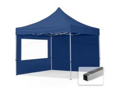 3x3 m Faltpavillon TOOLPORT, ECONOMY Alu 32mm, Seitenteile mit Panoramafenster, blau