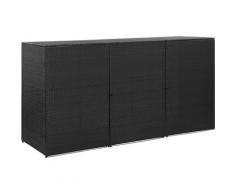 YOUTHUP Mülltonnenbox für 3 Tonnen Schwarz 229x78x120 cm Poly Rattan