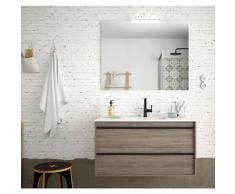 Badezimmer Badmöbel 100 cm Nevada aus Eiche eternity Holz mit Porzellan Waschtisch | 100 cm - mit