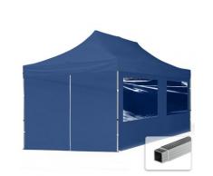 3x6 m Faltpavillon toolport, economy Alu 32mm, Seitenteile mit Panoramafenstern, blau - blau