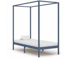 Hommoo Himmelbett-Gestell Grau Massivholz Kiefer 100 x 200 cm VD24165