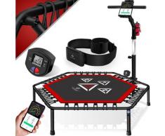 Kesser - Smart Fitness Trampolin FT-X990, inkl. Pulsgurt,TÜV/GS, Sprungzähler & app, klappbar,
