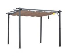 Pergola Pavillon Terrassenüberdachung mit Schiebedach Garten Alu Kohlegrau+Kaffeebraun 3x3x2,23 m