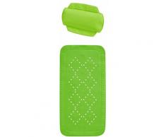 Spirella - set Wannenmatte Wanneneinlage 91x36cm & Badewannenkissen Alaska Grün