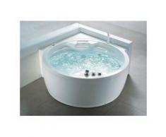 Whirlpool-Badewanne mit Massagefunktion und LED rund in Weiß Milano