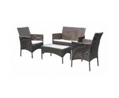 SoBuy 4 Teilige Gartengruppe mit 1 Tisch und 3 Stühlen Gartenmöbel Set Polyrattan S0009-BR