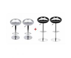 Barhocker ABS 360°frei drehbar höhenverstellbar mit Fußstütze für Küche | Grau+Schwarz | 4 per-Set