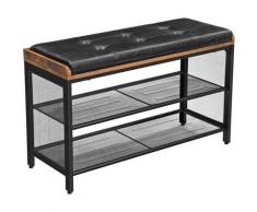 VASAGLE Schuhbank, gepolsterte Sitzbank mit Gitterablage, Schuhregal, Flur, Schlafzimmer, Metall,