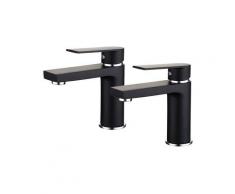 2er Schwarz Wasserhahn Bad Armatur Waschtischarmatur Waschbecken Mischbatterie Badarmatur