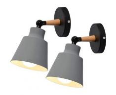 Axhup - 2er Wandleuchte Holz, Moderne Wandlampe Innen mit Metall Lampenschirm, Wandstrahler Art