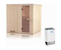 Elementsauna Gobi 60 mm mit Dachkranz inkl. 6 kW Saunaofen - Außenmaße (B x T x H): 180 x 180 x 205