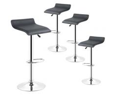 Barhocker Schwarz höhenverstellbar mit Rückenlehne und Armlehne 4er Set