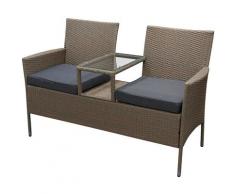 Degamo - Tete-a-Tete Bank TRENTO 2-sitzer, Stahl + Polyrattan naturgrau, mit Polstern