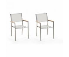 Gartenstuhl Set 2 Stühle Polyester/Edelstahl weiß Grosseto