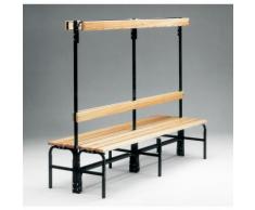 Sypro Garderobenbank mit Hakenleisten - beidseitig, 12 Haken, 2000 mm - ohne
