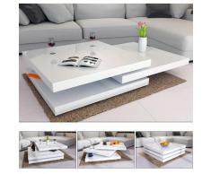 Casaria - Couchtisch Hochglanz weiß 360° drehbar Cube Design, Wohnzimmertisch Beistelltisch Design