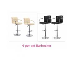 4 Barhocker mit Armlehnen Lehne Belastbar bis 120kg Höhenverstellbar ?Beige+Schwarz?