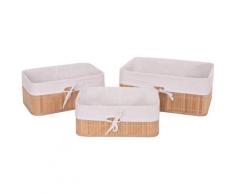 3er Set Aufbewahrungskorb HHG 220, Korb Aufbewahrungsbox Ordnungsbox Sortierbox Regalkorb, Bambus ~