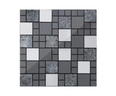 m2 Glas Mosaik Fliesen Matte Schwarz und Silber in Drei Größen (MT0044 m2)