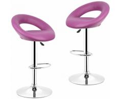 2er-Set Barhocker 360° frei drehbar höhenverstellbar mit Fußstütze für Küche | Lila |