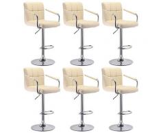 6 Barhocker mit Armlehnen Lehne Belastbar Höhenverstellbar bis 120kg Beige