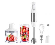 Homgeek - Stabmixer, 500 W, 6 Geschwindigkeiten, 5-in-1 Stabmixer aus Edelstahl mit Zerkleinerer,