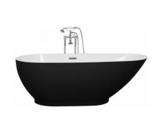 Beliani - Badewanne Weiß/Schwarz Acryl Freistehend Walnussform Modern