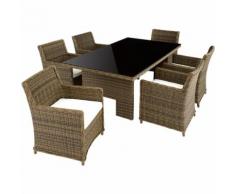 Aluminium Rattan Sitzgruppe Cannes 6+1 - Gartenlounge, Terrassenmöbel, Rattan Lounge - ohne