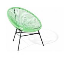Balkonstuhl Grün Polyrattan Spaghetti-Optik Modern Mexikanischer Stil Outdoor Balkon Terrasse
