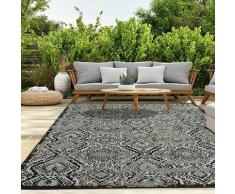 In- und Outdoor Teppich Terrassen & Balkon Küche Teppich Rauten Design Schwarz & Grün,140x200 cm