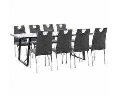 9-tlg. Essgruppe Schwarz Kunstleder