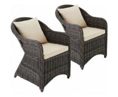 Tectake - 2 Rattansessel mit Aluminiumgestell inkl. Sitzkissen und Rückenkissen - Rattanstuhl,